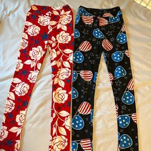 LuLaRoe Kid’s Patriotic Leggings Size L/XL (Lot of 2)